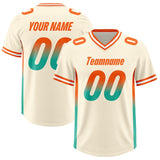 Custom Cream Orange and Bright Green Sides Gradient Fashion Personalized Team Football Jersey