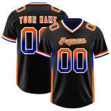 Custom Black Royal and Orange Sides Gradient Fashion Personalized Team Football Jersey