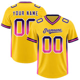 Custom Gold Purple and Pink Sides Gradient Fashion Personalized Team Football Jersey