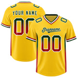 Custom Gold Green and Red Sides Gradient Fashion Personalized Team Football Jersey