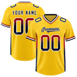 Custom Gold Red and Navy Sides Gradient Fashion Personalized Team Football Jersey