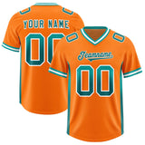 Custom Orange Aqua and Aqua Sides Gradient Fashion Personalized Team Football Jersey