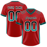 Custom Red Black and Aqua Sides Gradient Fashion Personalized Team Football Jersey
