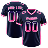 Custom Navy Purple and Pink Sides Gradient Fashion Personalized Team Football Jersey
