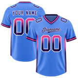 Custom Powder Blue Pink and Purple Sides Gradient Fashion Personalized Team Football Jersey