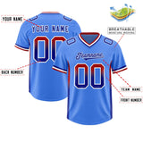 Custom Powder Blue Red and Royal Sides Gradient Fashion Personalized Team Football Jersey