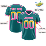 Custom Aqua Gold Sides Gradient Fashion Personalized Team Football Jersey