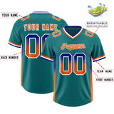Custom Aqua Royal and Orange Sides Gradient Fashion Personalized Team Football Jersey