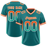Custom Aqua Orange and Bright Green Sides Gradient Fashion Personalized Team Football Jersey