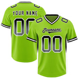 Custom Neon Green Black and White Sides Gradient Fashion Personalized Team Football Jersey