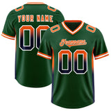 Custom Green Orange and Navy Sides Gradient Fashion Personalized Team Football Jersey