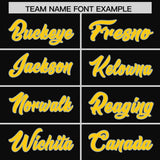 Custom Black Neon Green and Gold Sides Gradient Fashion Personalized Team Football Jersey