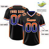 Custom Black Royal and Orange Sides Gradient Fashion Personalized Team Football Jersey