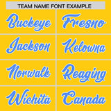 Custom Gold Powder Blue and Pink Sides Gradient Fashion Personalized Team Football Jersey