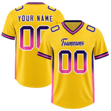 Custom Gold Purple and Pink Sides Gradient Fashion Personalized Team Football Jersey