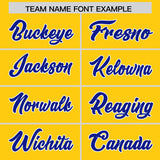 Custom Gold Royal and Orange Sides Gradient Fashion Personalized Team Football Jersey