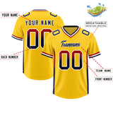 Custom Gold Red and Navy Sides Gradient Fashion Personalized Team Football Jersey