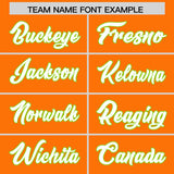 Custom Orange Neon Green and Gold Sides Gradient Fashion Personalized Team Football Jersey