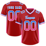 Custom Red Powder Blue and Pink Sides Gradient Fashion Personalized Team Football Jersey