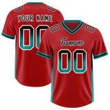Custom Red Black and Aqua Sides Gradient Fashion Personalized Team Football Jersey