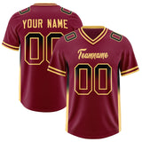 Custom Cardinal Black and Khaki Sides Gradient Fashion Personalized Team Football Jersey