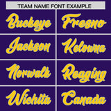 Custom Purple Neon Green and Gold Sides Gradient Fashion Personalized Team Football Jersey
