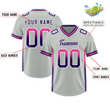Custom Gray Pink and Purple Sides Gradient Fashion Personalized Team Football Jersey