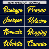 Custom Navy Pink and Gold Sides Gradient Fashion Personalized Team Football Jersey