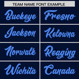 Custom Navy Powder Blue and Bright Green Sides Gradient Fashion Personalized Team Football Jersey