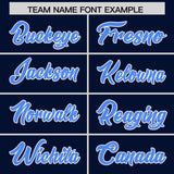 Custom Navy Powder Blue and Pink Sides Gradient Fashion Personalized Team Football Jersey