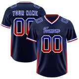 Custom Navy Royal and Red Sides Gradient Fashion Personalized Team Football Jersey