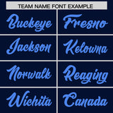Custom Navy Powder Blue and Gold Sides Gradient Fashion Personalized Team Football Jersey