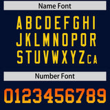 Custom Navy Orange and Gold Sides Gradient Fashion Personalized Team Football Jersey