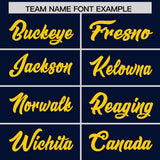 Custom Navy Orange and Gold Sides Gradient Fashion Personalized Team Football Jersey