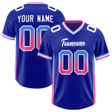 Custom Royal Powder Blue and Pink Sides Gradient Fashion Personalized Team Football Jersey