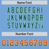 Custom Powder Blue Orange and Kelly Green Sides Gradient Fashion Personalized Team Football Jersey