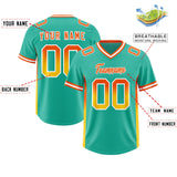 Custom Bright Green Orange and Gold Sides Gradient Fashion Personalized Team Football Jersey