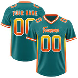 Custom Aqua Gold Sides Gradient Fashion Personalized Team Football Jersey