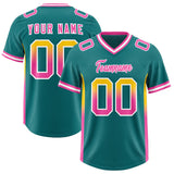 Custom Aqua Gold Sides Gradient Fashion Personalized Team Football Jersey