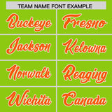 Custom Neon Green Orange and Powder Blue Sides Gradient Fashion Personalized Team Football Jersey