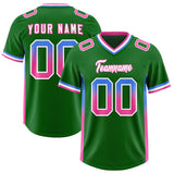 Custom Kelly Green Powder Blue and Pink Sides Gradient Fashion Personalized Team Football Jersey
