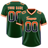 Custom Green Orange and Navy Sides Gradient Fashion Personalized Team Football Jersey