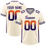 Custom Cream Orange and Purple Sides Gradient Fashion Personalized Team Football Jersey