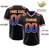 Custom Black Royal and Orange Sides Gradient Fashion Personalized Team Football Jersey