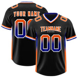 Custom Black Royal and Orange Sides Gradient Fashion Personalized Team Football Jersey