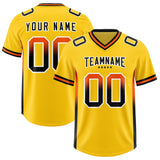 Custom Gold Orange and Black Sides Gradient Fashion Personalized Team Football Jersey