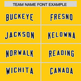 Custom Gold Red and Navy Sides Gradient Fashion Personalized Team Football Jersey