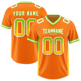 Custom Orange Neon Green and Gold Sides Gradient Fashion Personalized Team Football Jersey