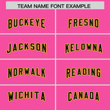 Custom Pink Neon Green and Gold Sides Gradient Fashion Personalized Team Football Jersey
