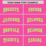 Custom Pink Neon Green and Gold Sides Gradient Fashion Personalized Team Football Jersey